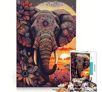 Puzzle da 1000 pezzi per adulti con mandala di elefante da colorare, gioco pratico, migliora la memoria, ideale come regalo per tutta la famiglia 38x26cm