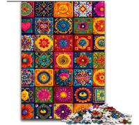 Puzzle da 1000 pezzi per adulti con mandala e collage di fiori, in legno, Halloween, Pasqua e Capodanno, dimensioni 50X75cm