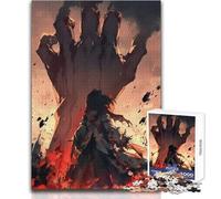 Puzzle da 1000 pezzi per adulti con mano insanguinata e figura in rovina, gioco di sfida unico, corsa di velocità con le mani, giocattolo educativo, dimensioni 38x52cm