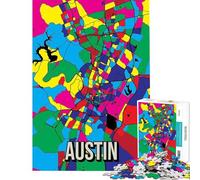 Puzzle da 1000 pezzi per adulti con mappa colorata della città di Austin sfida per l'intelligenza e il cervello gioco coinvolgente decorazione da parete idea regalo (dimensioni 38x52cm)