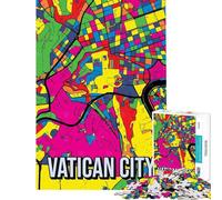 Puzzle da 1000 pezzi per adulti con mappa della Città del Vaticano in stile Pop Art gioco educativo e stimolante per l'intelletto ideale come regalo di compleanno o per passare il tempo durante