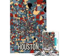 Puzzle da 1000 pezzi per adulti con mappa della città di Houston dai toni terrosi sfida per l'intelligenza e il cervello giocattolo divertente per tutta la famiglia opera d'arte regalo (38x52cm)