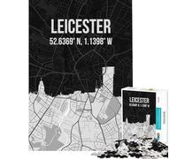 Puzzle da 1000 pezzi per adulti con mappa della città di Leicester e skyline gioco educativo giocattolo didattico ottimo regalo difficile (dimensioni 38x52cm)