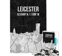 Puzzle da 1000 pezzi per adulti con mappa della città di Leicester e skyline gioco rilassante educativo artistico regalo per vacanze in casa e per passare il tempo (dimensioni 38x26cm)