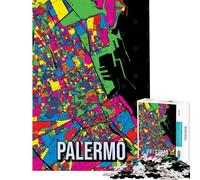 Puzzle da 1000 pezzi per adulti con mappa della città di Palermo gioco educativo e divertente ideale come regalo di compleanno (dimensioni 38x26cm)