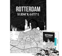 Puzzle da 1000 pezzi per adulti con mappa della città di Rotterdam e skyline giocattolo educativo per tutta la famiglia decorazione perfetta regalo di compleanno (dimensioni 38x26cm)