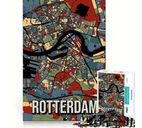 Puzzle da 1000 pezzi per adulti con mappa della città di Rotterdam,grafica raffinata,divertente e stimolante,ideale per momenti di svago e relax,perfetto come regalo di compleanno o per chi ha hobby