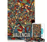 Puzzle da 1000 pezzi per adulti con mappa della città di Valencia, Spagna, arte e gioco di squadra divertente e stimolante, tempo libero (38x52cm)