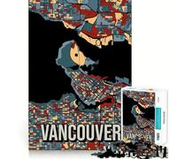 Puzzle da 1000 pezzi per adulti con mappa della città di Vancouver, decorazione a incastro, gioco di costruzione, gioco di pace, regalo di compleanno (38x26cm)