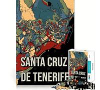 Puzzle da 1000 pezzi per adulti con mappa vintage di Santa Cruz de Tenerife,facile da assemblare,divertente gioco di abilità mentale,gioco casual,ideale per compleanni e occasioni speciali (38x26cm)