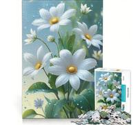 Puzzle da 1000 pezzi per adulti con margherite bianche e gocce d'acqua antistress di difficoltà elevata ideale come regalo di Natale 50x75cm