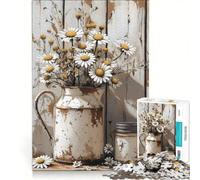 Puzzle da 1000 pezzi per adulti con margherite e natura morta rustica, giocattolo fai da te, per divertimento in famiglia, per rafforzare l'amore tra le coppie 50x75cm