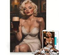 Puzzle da 1000 pezzi per adulti con Marilyn Monroe che beve birra in un pub irlandese gioco educativo analisi e logica regalo per donne 50x75cm