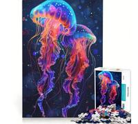 Puzzle da 1000 pezzi per adulti con meduse al neon gioco divertente analisi e logica adatto come decorazione da scrivania 38x52cm