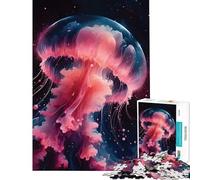 Puzzle da 1000 pezzi per adulti con meduse rosa nello spazio gioco educativo e stimolante regalo di compleanno per tutta la famiglia (dimensioni 50x75cm)