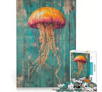 Puzzle da 1000 pezzi per adulti con meduse su legno turchese gioco impossibile analisi e logica per rafforzare l'amore tra le coppie 38x52cm