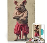 Puzzle da 1000 pezzi per adulti con meme del maestro di Kung Fu e del maiale un gioco rilassante divertente e umoristico ideale come regalo 38x26cm