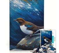 Puzzle da 1000 pezzi per adulti con merlo acquaiolo su roccia gioco divertente stimolante da completare per rafforzare l'amore tra le coppie 38x52cm