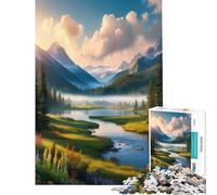 Puzzle da 1000 pezzi per adulti con montagna fiume e alba ideale come regalo di compleanno o di Natale Gioco educativo per maggiori di 14 anni 50x75cm
