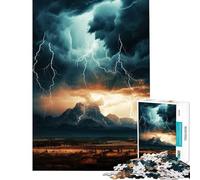 Puzzle da 1000 pezzi per adulti con montagna fulmine e tempesta Gioco stimolante e rilassante ideale come regalo per donne o come giocattolo (dimensioni 38x26cm)