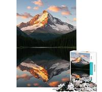 Puzzle da 1000 pezzi per adulti con montagna riflessa in un lago al tramonto Gioco pratico e coinvolgente per coltivare la pazienza Regalo di compleanno antistress (dimensioni 38x52cm)
