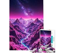 Puzzle da 1000 pezzi per adulti con montagne al neon e Via Lattea Gioco pratico divertente e spiritoso ideale come regalo di compleanno (Dimensioni: 38x26cm)