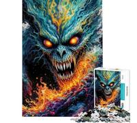 Puzzle da 1000 pezzi per adulti con mostro infuocato e grafica digitale gioco per famiglie ideale per passare il tempo in casa o in vacanza compleanno e Natale (dimensioni 38x52cm)