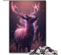 Puzzle da 1000 pezzi per adulti con motivo a cervo rosa fantasy in legno, perfetto come decorazione fai da te o regalo di compleanno 50x75cm per compleanni, feste e occasioni speciali