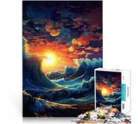 Puzzle da 1000 pezzi per adulti con motivo a onde dello spazio psichedelico per alleviare lo stress, sfida difficile per adolescenti dai 14 anni in su, 26 x 38 cm