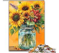 Puzzle da 1000 pezzi per adulti con motivo a rose e girasoli, ideale come regalo per familiari e amici, sfida rompicapo (dimensioni 50x75cm)