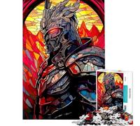 Puzzle da 1000 pezzi per adulti con motivo a vetrata raffigurante un cavaliere ideale come regalo per ragazzi o adolescenti Giochi rilassanti per tutta la famiglia regalo di compleanno (50x75cm)
