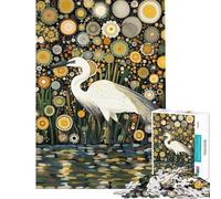 Puzzle da 1000 pezzi per adulti con motivo airone e fiori stile Gustav gioco rompicapo ideale per le vacanze a casa per passare il tempo regalo di compleanno (dimensioni 50x75cm)