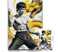 Puzzle da 1000 pezzi per adulti con motivo artistico del drago di Bruce Lee, gioco educativo di assemblaggio, ottimo regalo per i giochi (dimensioni 38x26cm)