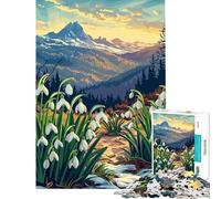 Puzzle da 1000 pezzi per adulti con motivo bucaneve e paesaggio montano giocattolo educativo per tutta la famiglia perfetto come decorazione e regalo di compleanno (dimensioni 38x52cm)