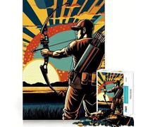 Puzzle da 1000 pezzi per adulti con motivo caccia con l'arco e tramonto,adatto a tutti i tipi di persone,ideale come decorazione,attività stimolante per la mente,gioco rilassante e regalo perfetto