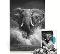 Puzzle da 1000 pezzi per adulti con motivo elefante e schizzi d'acqua, gioco pratico, migliora la memoria, ideale come regalo per tutta la famiglia 38x26cm