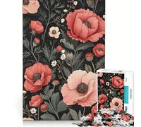 Puzzle da 1000 pezzi per adulti con motivo floreale e papaveri rossi e rosa, gioco educativo, difficile, ideale come regalo di compleanno o per occasioni speciali 38x52cm