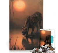 Puzzle da 1000 pezzi per adulti con motivo ghepardo e oasi, gioco impossibile, ideale per passare il tempo durante le vacanze, regalo di compleanno o di viaggio 38x26cm