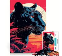 Puzzle da 1000 pezzi per adulti con motivo Pantera Nera,stampa Risograph,incastro perfetto Gioco di logica,idea regalo,momento di relax,divertimento assicurato per il compleanno 50x75cm