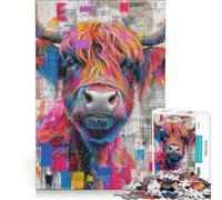 Puzzle da 1000 pezzi per adulti con mucca delle Highlands dal muso colorato gioco interattivo interazione genitore-figlio ideale come regalo per tutta la famiglia 50x75cm