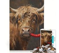 Puzzle da 1000 pezzi per adulti con mucca delle Highlands e peperone rosso gioco interattivo interazione genitore-figlio ideale come regalo per tutta la famiglia 50x75cm