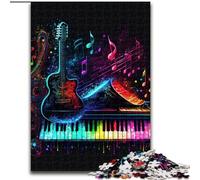 Puzzle da 1000 pezzi per adulti con musica dal vivo e neon, in legno, relax e sfida, decorazione colorata per la casa, amici, 1000 pezzi(50x75cm)