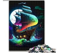Puzzle da 1000 pezzi per adulti con nave pirata colorata, realizzato in legno, perfetto come decorazione fai da te o regalo di compleanno 50x75cm per compleanni, feste e occasioni speciali