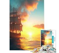 Puzzle da 1000 pezzi per adulti con nave pirata e paesaggio ideale per compleanni Natale attività in famiglia e giochi fai-da-te per ragazzi dai 14 anni in su 38x26cm