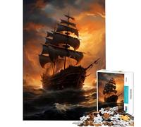 Puzzle da 1000 pezzi per adulti con nave pirata fantasy gioco educativo e stimolante ideale per momenti di relax regalo di compleanno o come opera d'arte (dimensioni 50x75cm)