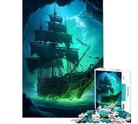 Puzzle da 1000 pezzi per adulti con nave pirata fantasy gioco educativo giocattolo educativo ottimo vacanze a casa e per passare il tempo (dimensioni 38x26cm)