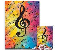 Puzzle da 1000 pezzi per adulti con note musicali, puzzle in legno, rompicapo impegnativo per adolescenti, divertente serata di giochi in famiglia, 50x75cm
