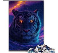 Puzzle da 1000 pezzi per adulti con occhi di tigre neri che brillano contro un muro. Puzzle da 1000 pezzi per adulti, livello di abilità principiante, ottimo come regalo di compleanno e per le feste