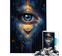 Puzzle da 1000 pezzi per adulti con occhio mistico e geometria dorata ideale come regalo di compleanno o di Natale per donne Giocattolo fai-da-te per maggiori di 14 anni Dimensioni 38x26cm