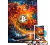 Puzzle da 1000 pezzi per adulti con onda Bitcoin giocattolo decorativo da parete un'opera d'arte ideale come regalo per tutta la famiglia (dimensioni 50x75cm)